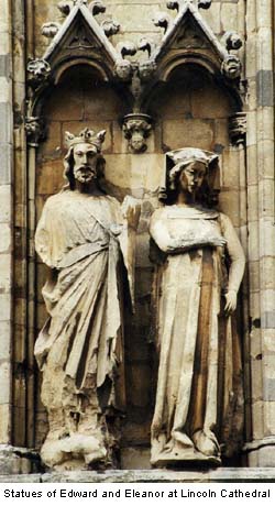 Statues of Edward and Eleanor at Lincoln Cathedral